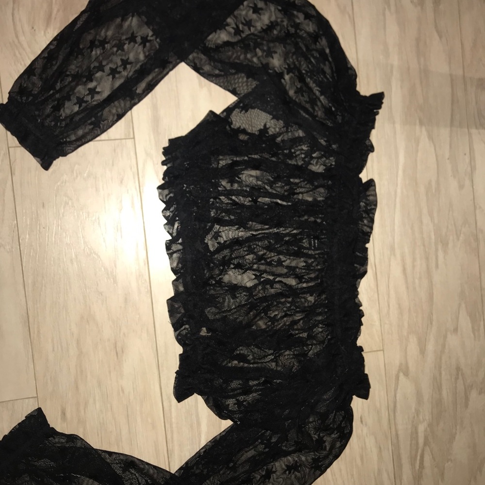 Sheer star off the shoulder bandeau top
